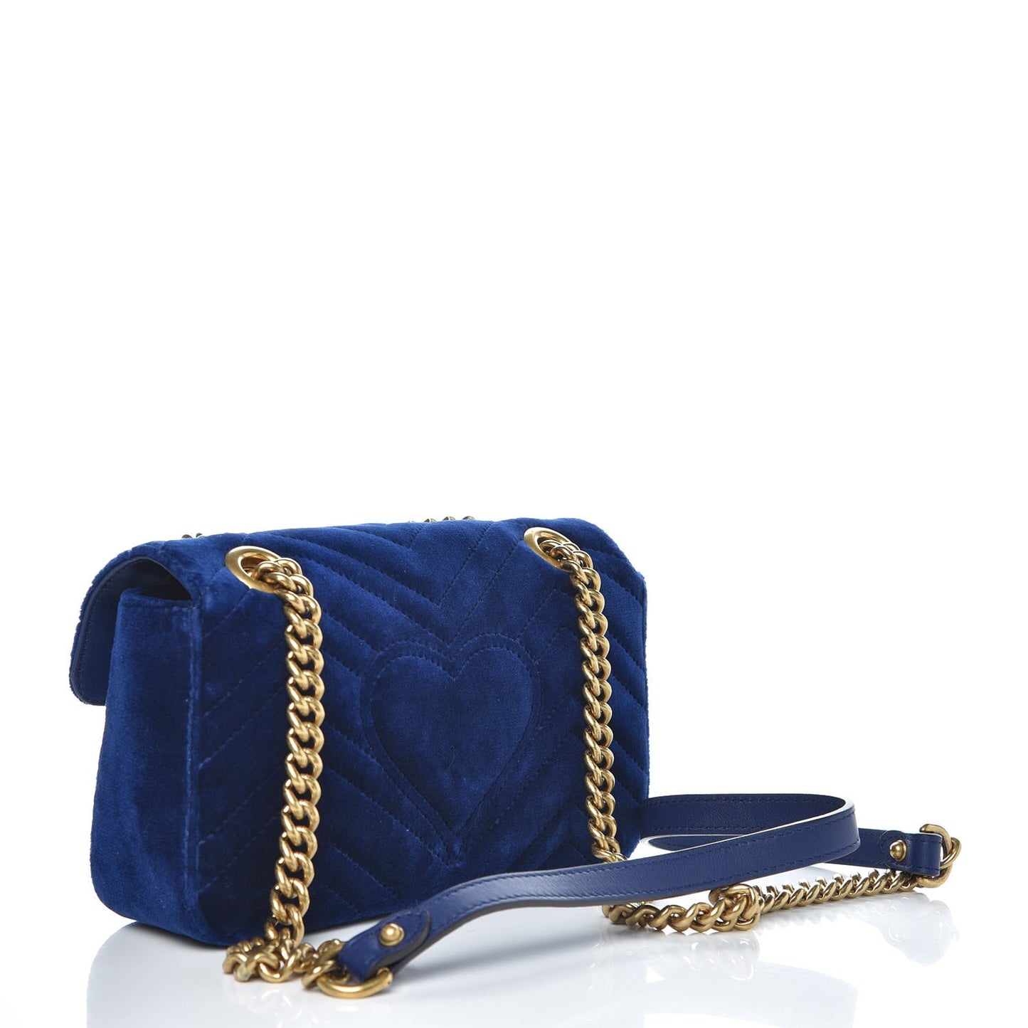 Velvet Matelasse Mini GG Marmont Shoulder Bag Cobalt Blue