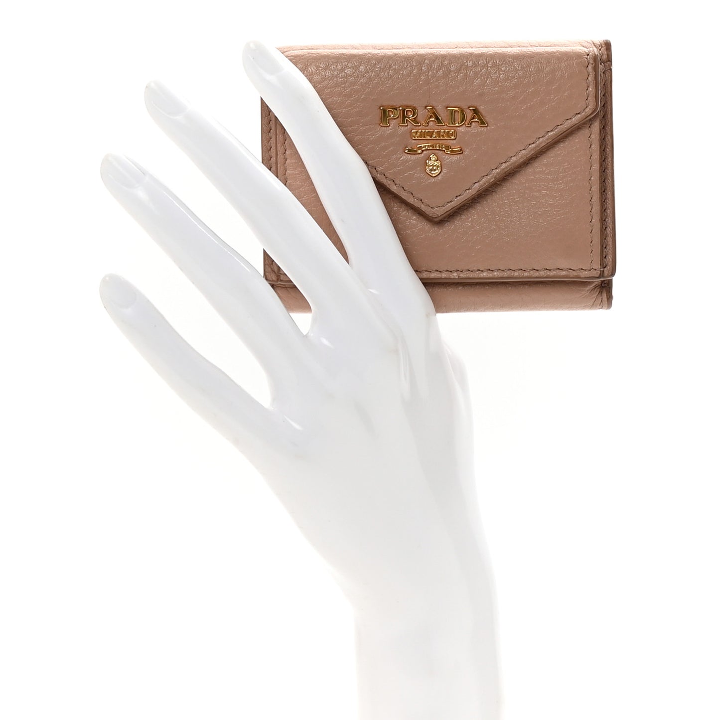 Vitello Grain Small Tri-Fold Wallet Cipria
