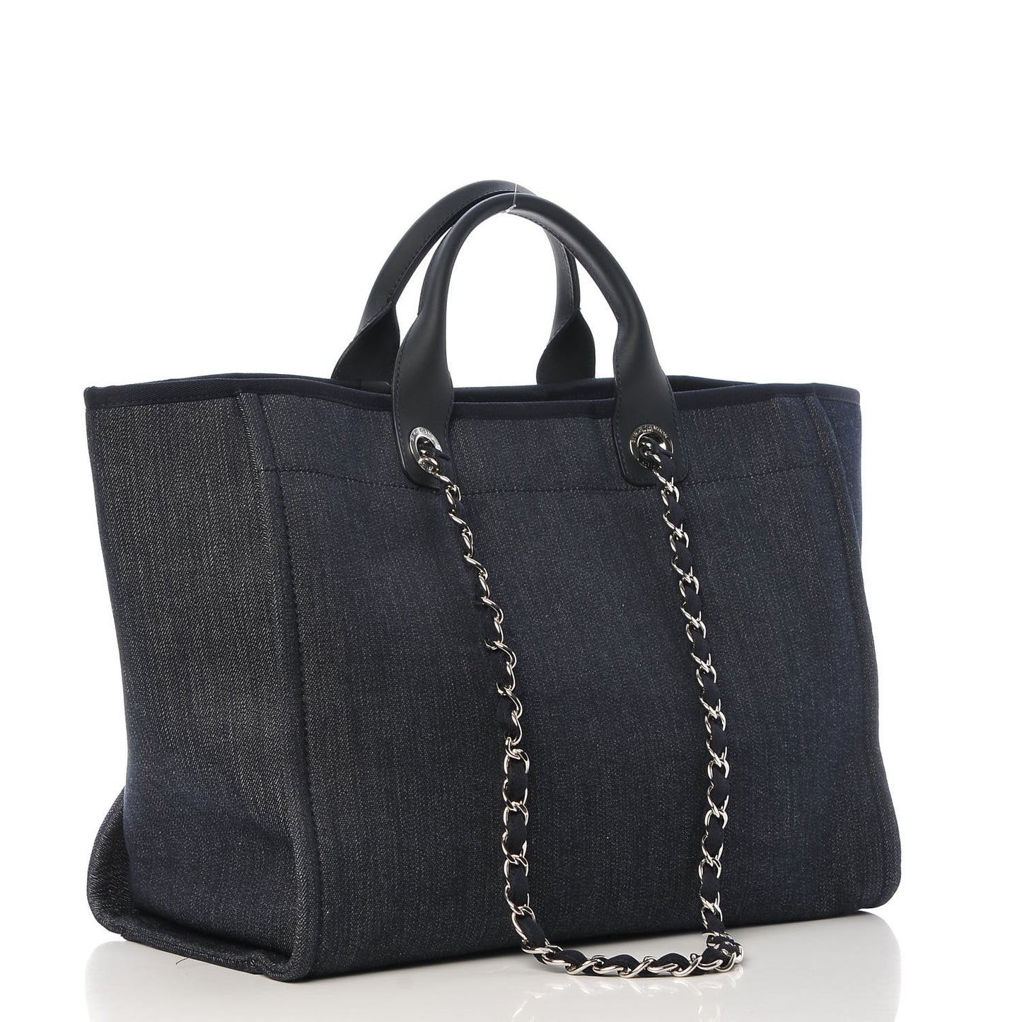 Denim Large Deauville Tote Blue Orange