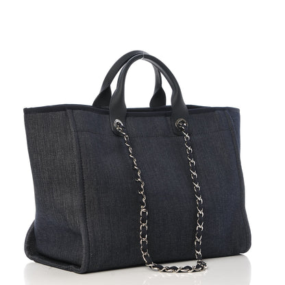 Chanel Denim Large Deauville Tote Blue Orange 4 of 8