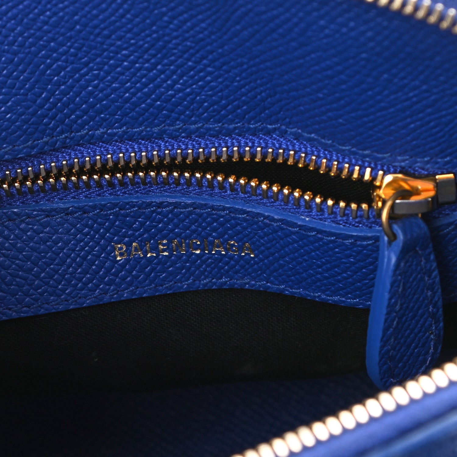Balenciaga Signature Grained Calfskin Logo XXS Ville Top Handle Bag Bleu Roi White 7 of 8