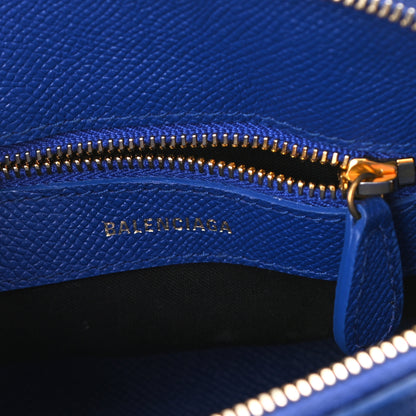 Balenciaga Signature Grained Calfskin Logo XXS Ville Top Handle Bag Bleu Roi White 7 of 8