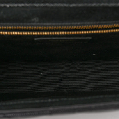 Saint Laurent Grain De Poudre Matelasse Chevron Large Monogram Satchel Black 5 of 10