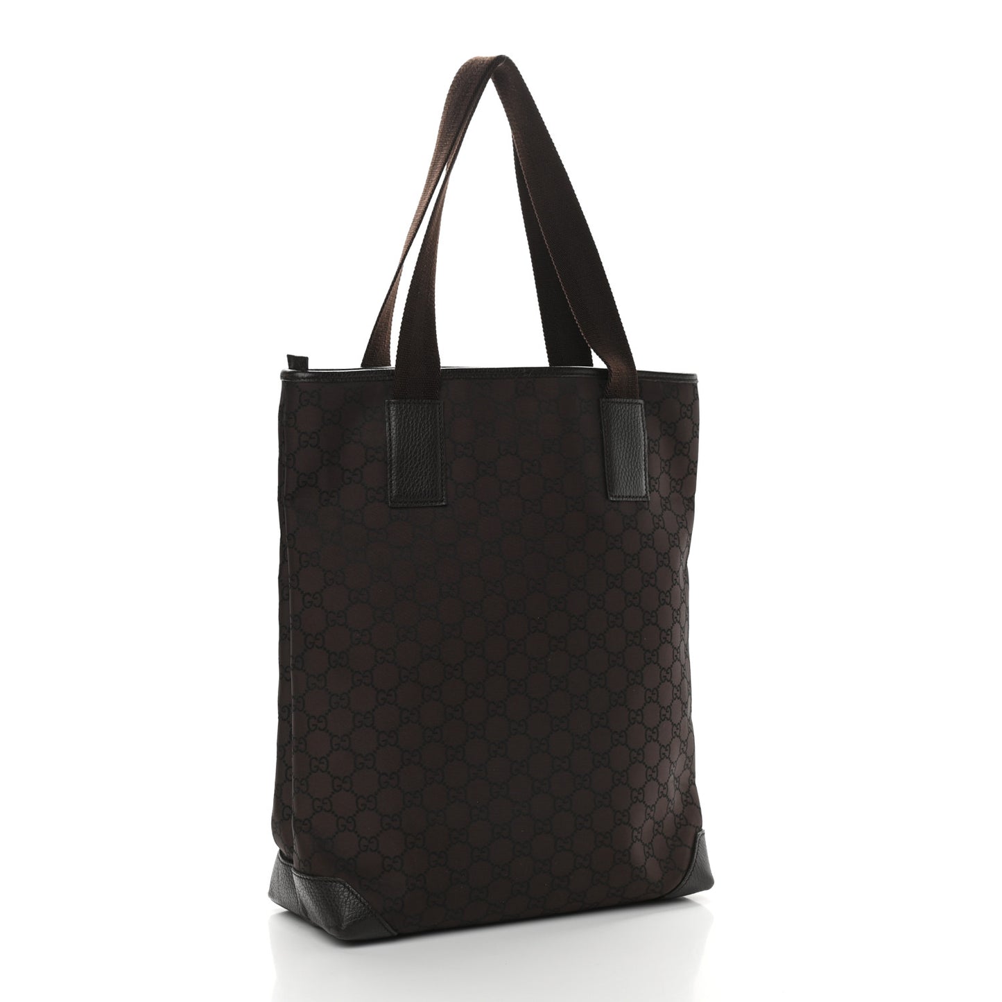 Nylon Calfskin Monogram Tall Tote Brown