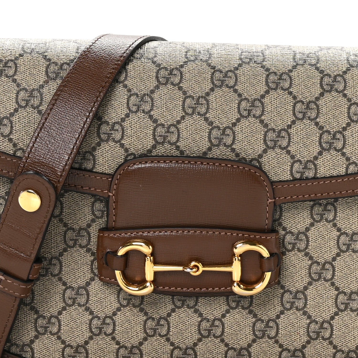 Gucci GG Supreme Monogram Horsebit 1955 Shoulder Bag Beige Brown Sugar 9 of 11