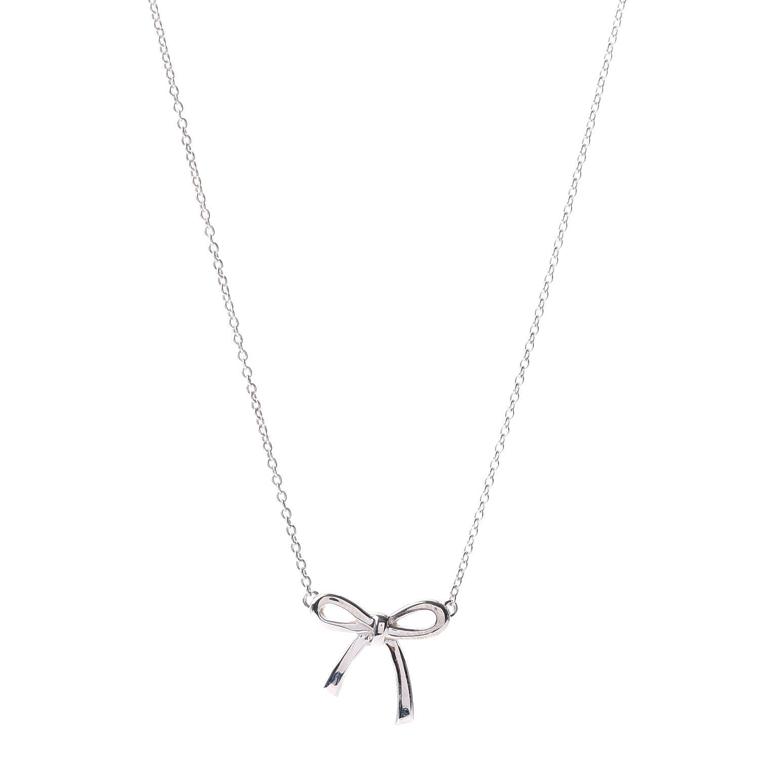 Tiffany Sterling Silver Small Bow Pendant Necklace 1 of 4