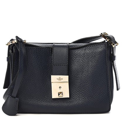 Valentino Garavani Pebbled Calfskin Rockstud Satchel Navy 1 of 8