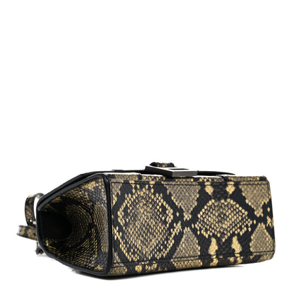 Balenciaga Shiny Calfskin Snakeskin Embossed Hourglass Top Handle Bag XS Gold Black 4 of 12