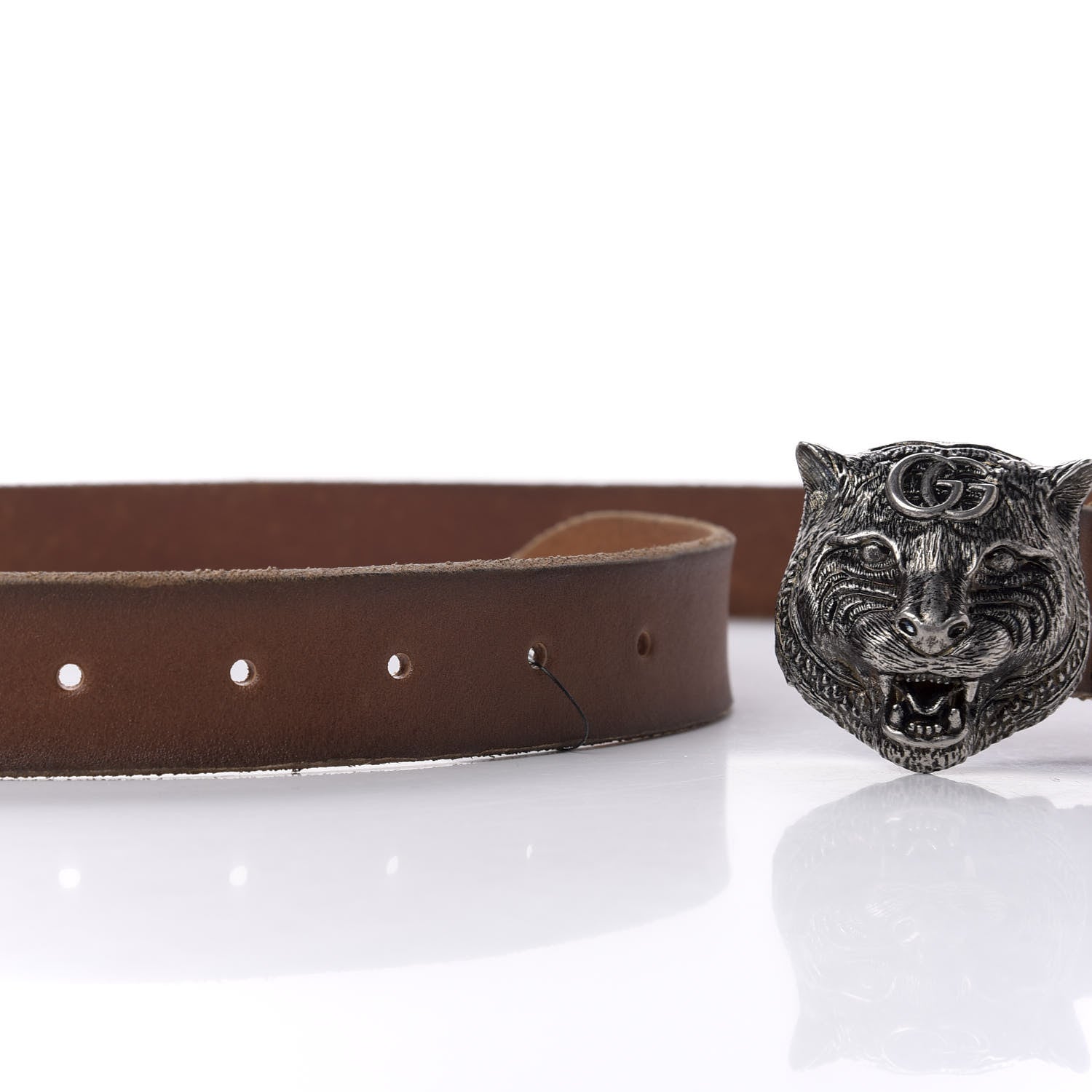 Gucci Cuoio Toscano Nickel Feline Buckle Belt 90 36 Cuir 4 of 5