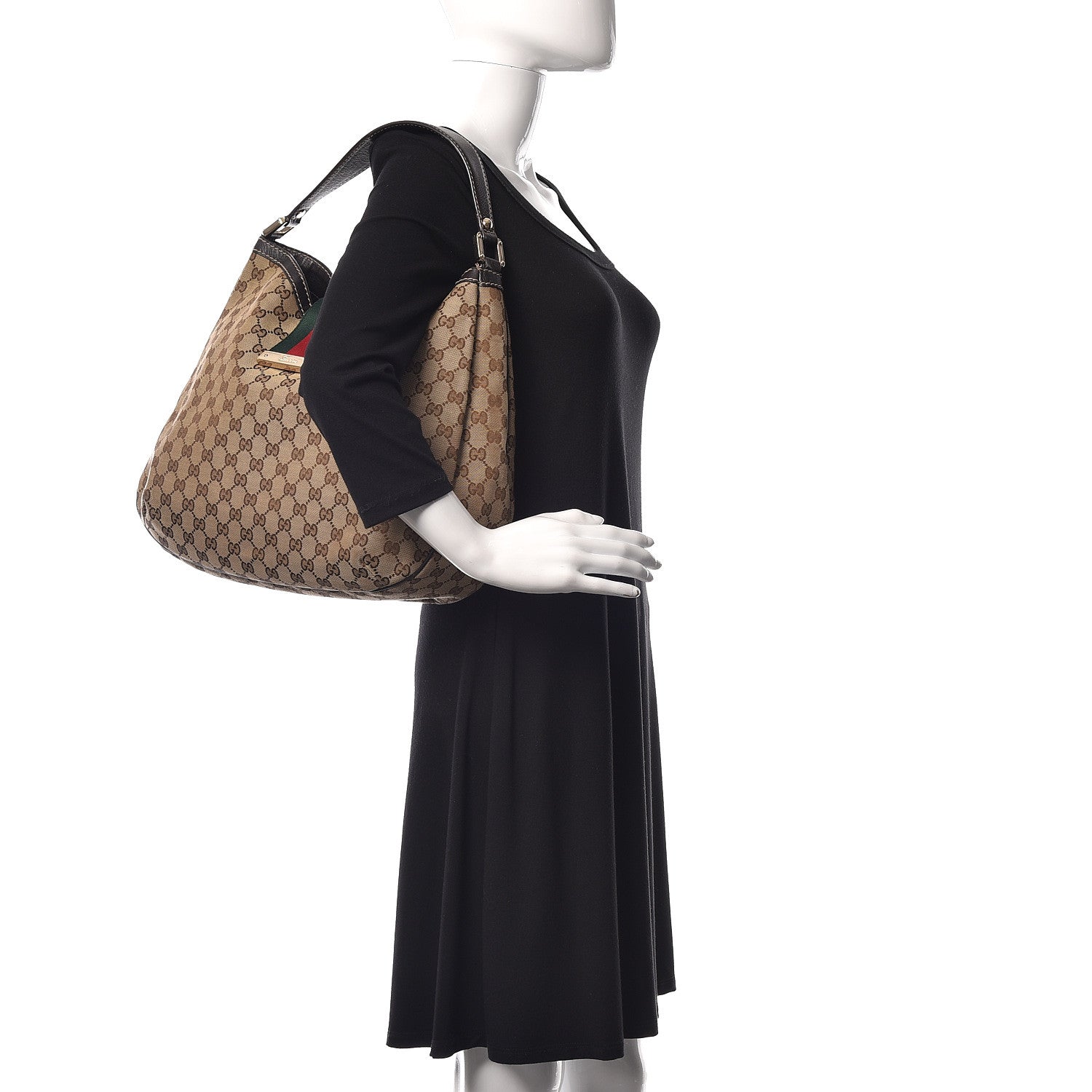 Gucci Monogram Large New Ladies Web Hobo Dark Brown 2 of 13