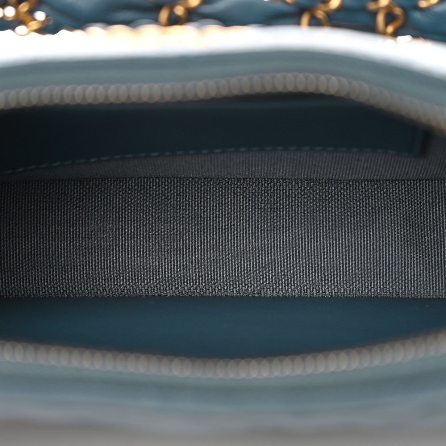 Crumpled Calfskin Quilted Braided CC Hobo Blue
