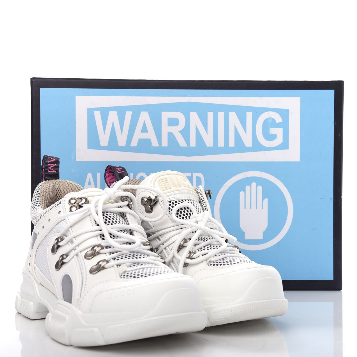 Gucci X SEGA Mesh Calfskin Suede Womens Flashtrek Sneakers 37.5 Great White 10 of 10