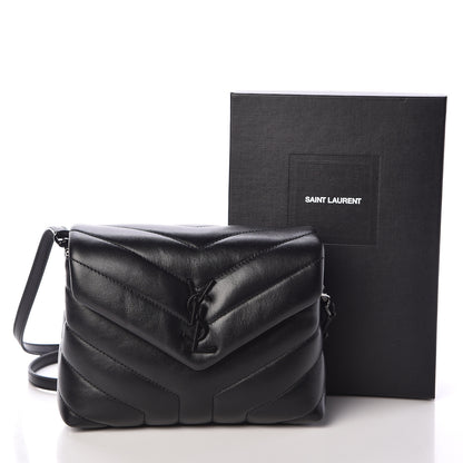 Saint Laurent Calfskin Y Quilted Monogram Toy Loulou Crossbody Bag Black 10 of 10