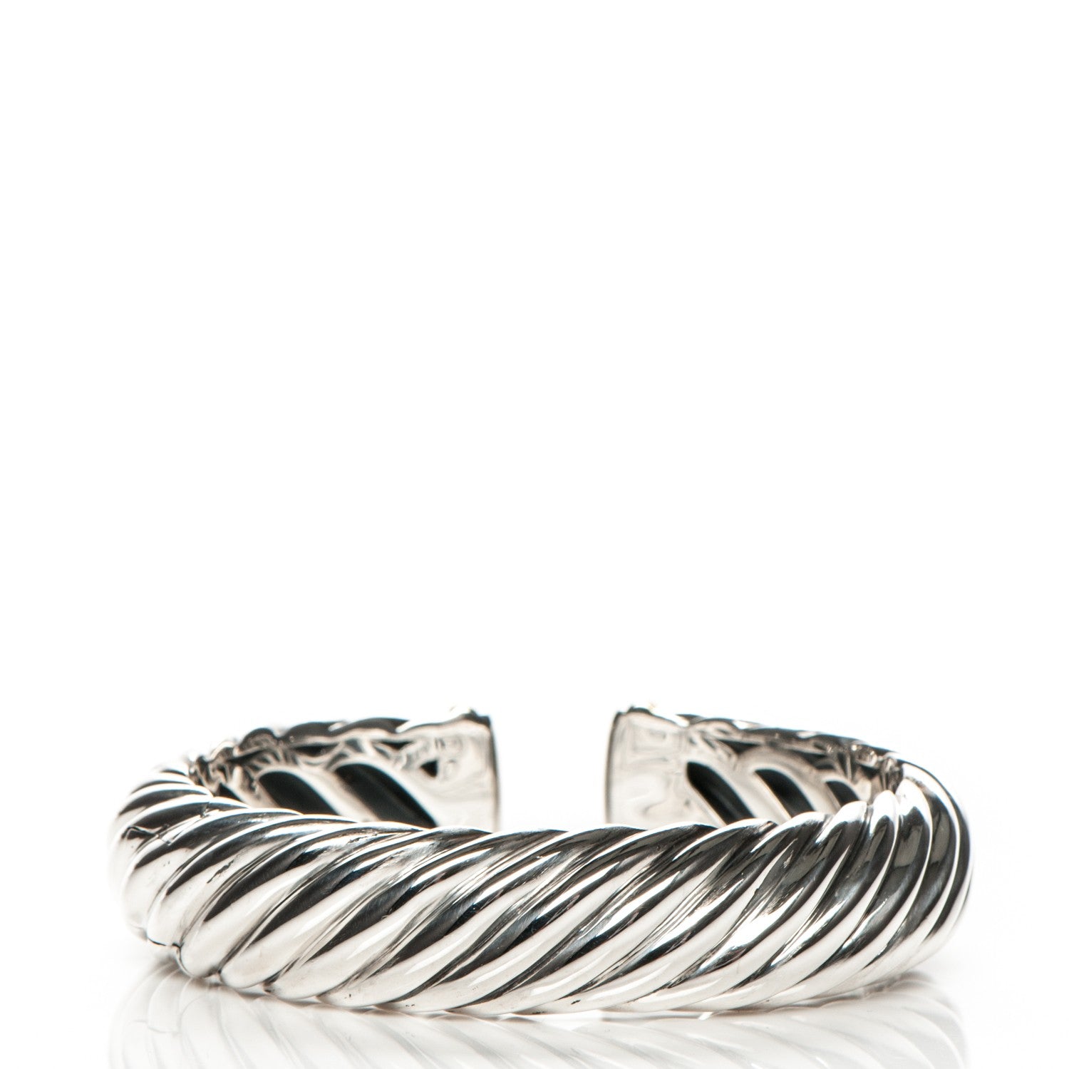 David Yurman Sterling Silver 18K Yellow Gold 15mm Sculpted Cable Cuff 3 of 5