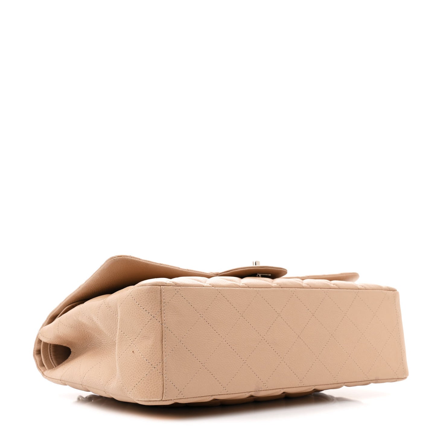 Caviar Quilted Maxi Double Flap Beige