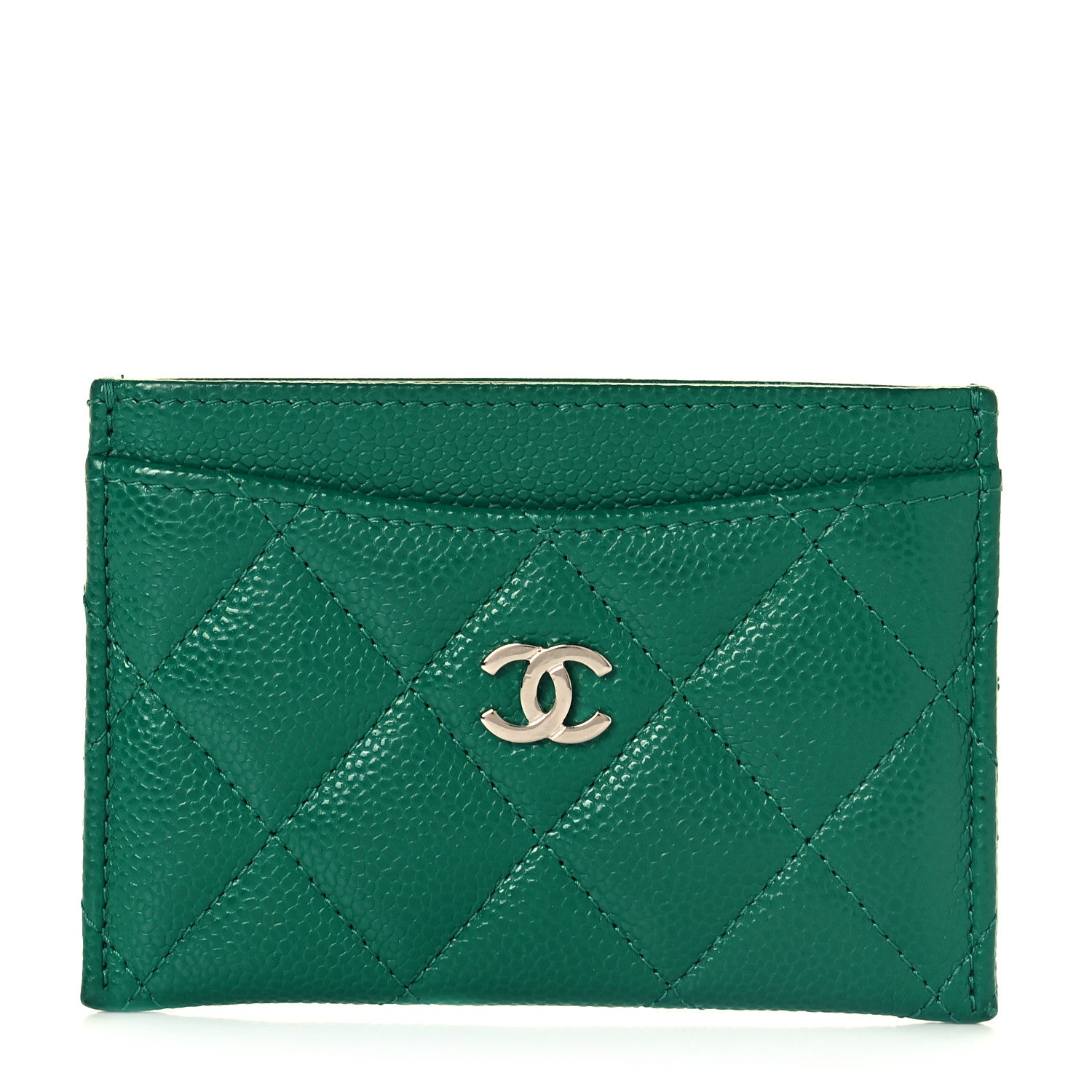 Chanel Caviar Quilted Card Holder Green 1 of 11