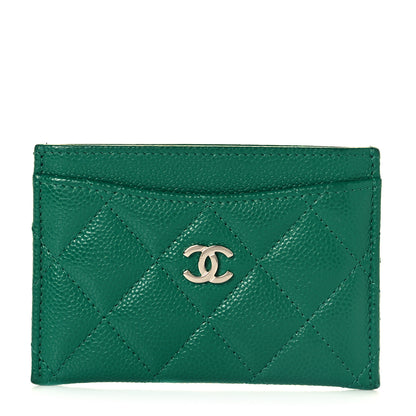 Chanel Caviar Quilted Card Holder Green 1 of 11