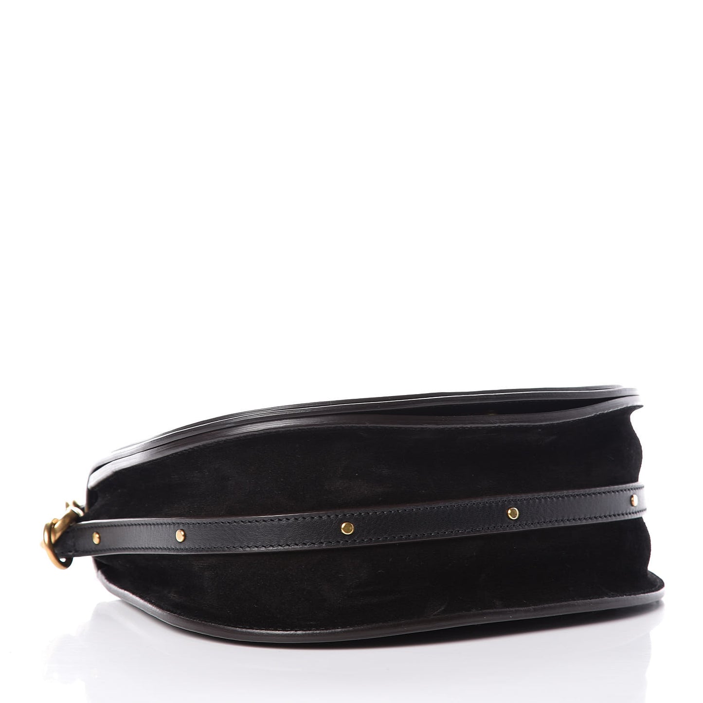 Calfskin Suede Medium Nile Bracelet Bag Black