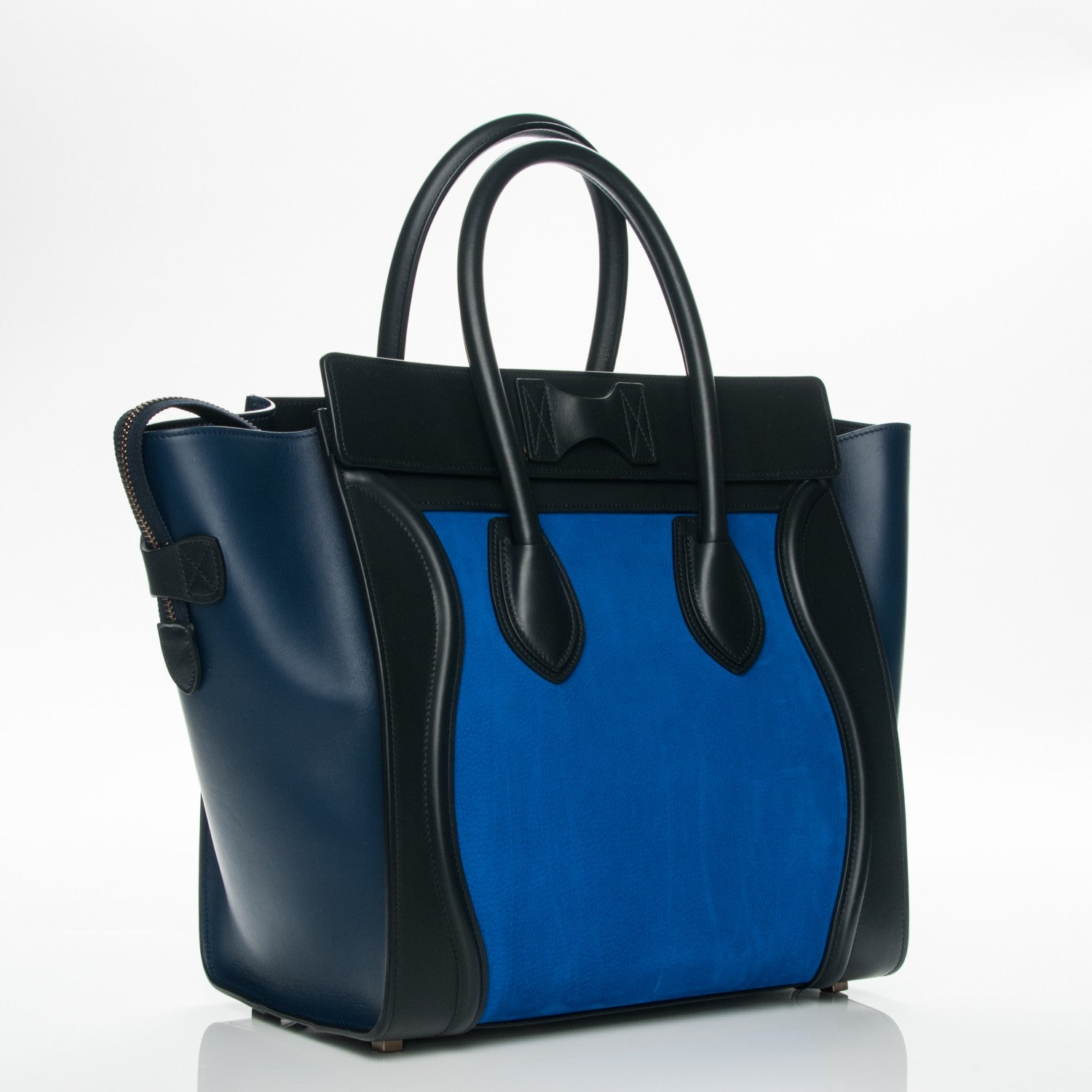 Celine Nubuck Smooth Calfskin Mini Tri-Color Luggage Bright Blue 3 of 7
