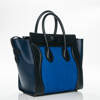 Celine Nubuck Smooth Calfskin Mini Tri-Color Luggage Bright Blue 3 of 7