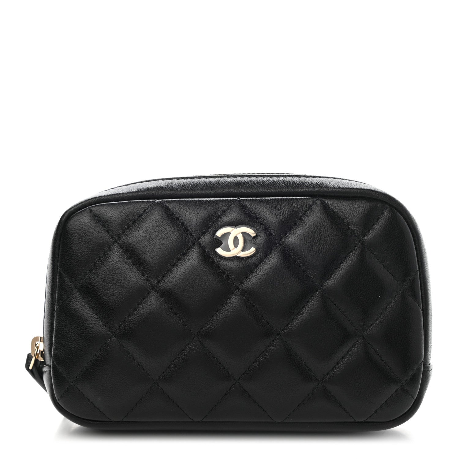 Chanel Lambskin Quilted Small Curvy Pouch Cosmetic Case Black 1 of 7