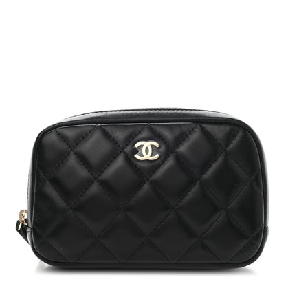 Chanel Lambskin Quilted Small Curvy Pouch Cosmetic Case Black 1 of 7