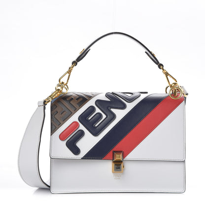Fendi X FILA Vitello Liberty Mania Bi-Color FF 1974 Embossed Kan I Shoulder Bag White Nebula Multicolor 1 of 9