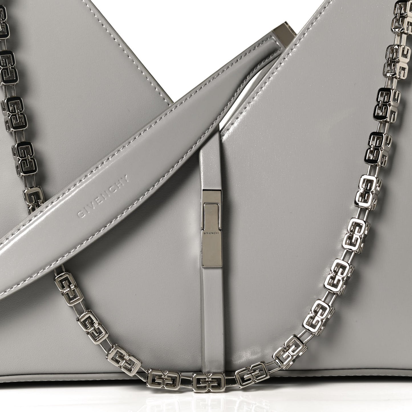 Box Calfskin Small Cut Out Shoulder Bag Cloud Grey