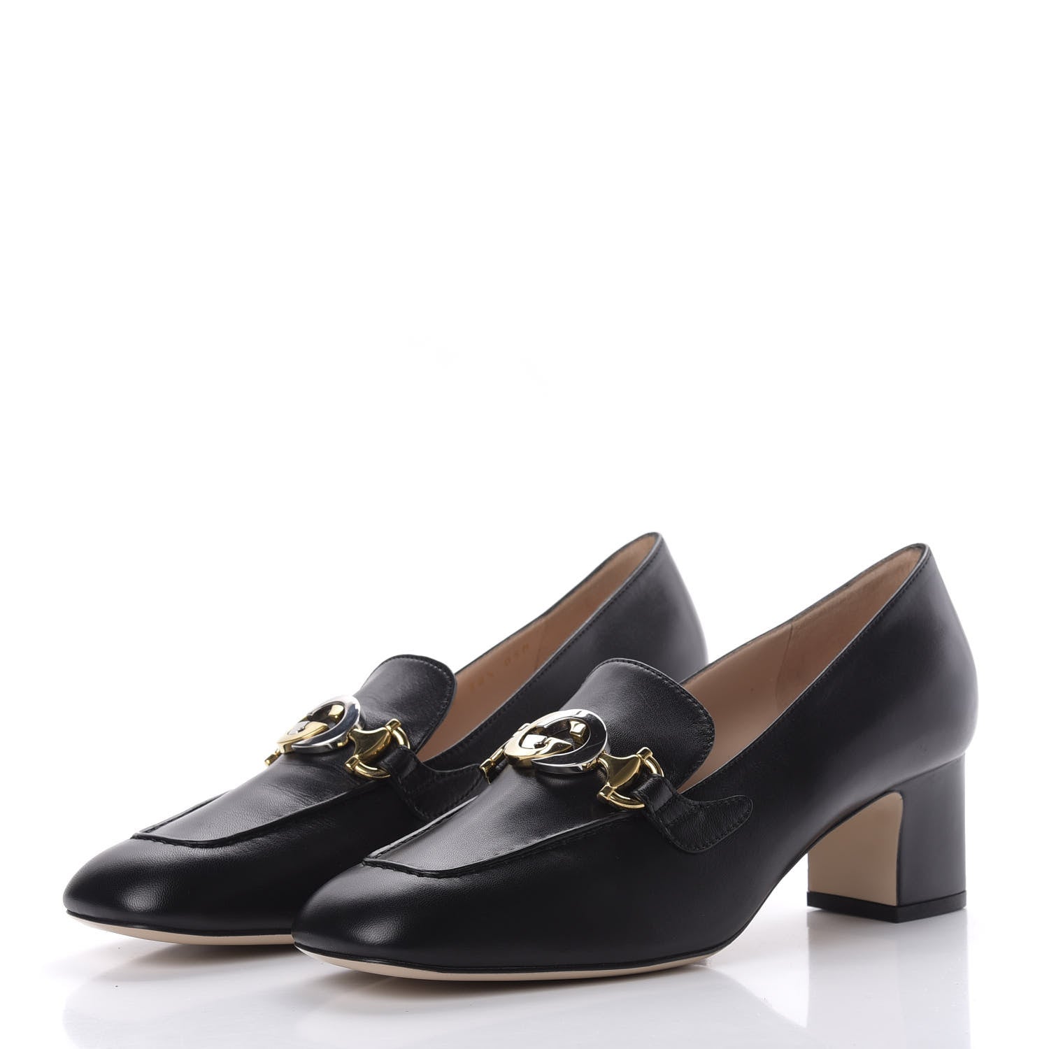 Gucci Malaga Kid Zumi Mid Heel Loafers 38.5 Black 3 of 10