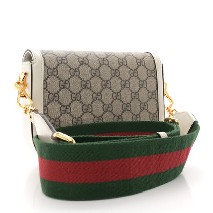 Gucci GG Supreme Monogram Web Mini Horsebit 1955 Shoulder Bag Beige Mystic White 3 of 12
