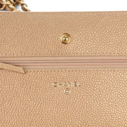 Chanel Pearly Caviar Quilted Wallet On Chain WOC Gold 6 of 8