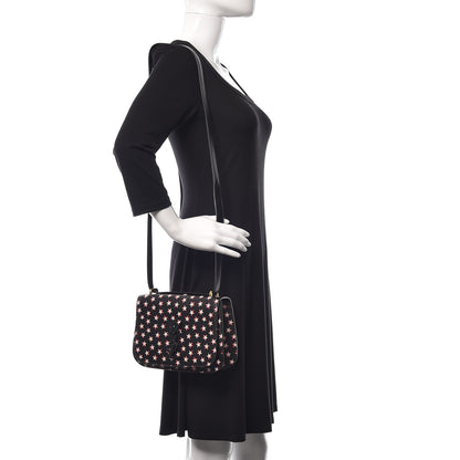Saint Laurent Smooth Calfskin Star Print Small Spontini Saddle Bag Black Ivory Red 2 of 10