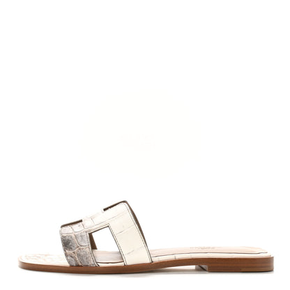 Hermes Matte Niloticus Crocodile Himalaya Oran Sandals 36 Blanc 1 of 9