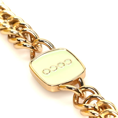 Chanel Lambskin Quilted Enamel Logo Flap Card Holder On Chain Yellow 13 of 15
