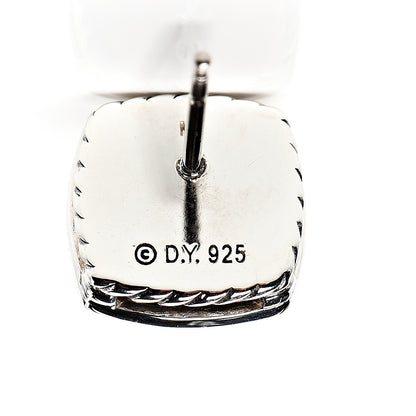 David Yurman Sterling Silver Diamond Black Onyx 7mm Petite Albion Earrings 3 of 3