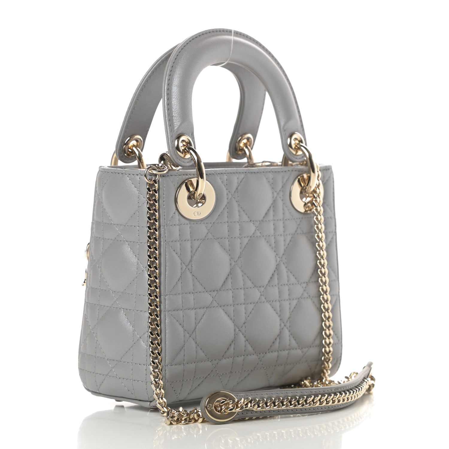 Christian Dior Metallic Lambskin Cannage Mini Lady Dior Silver 3 of 10