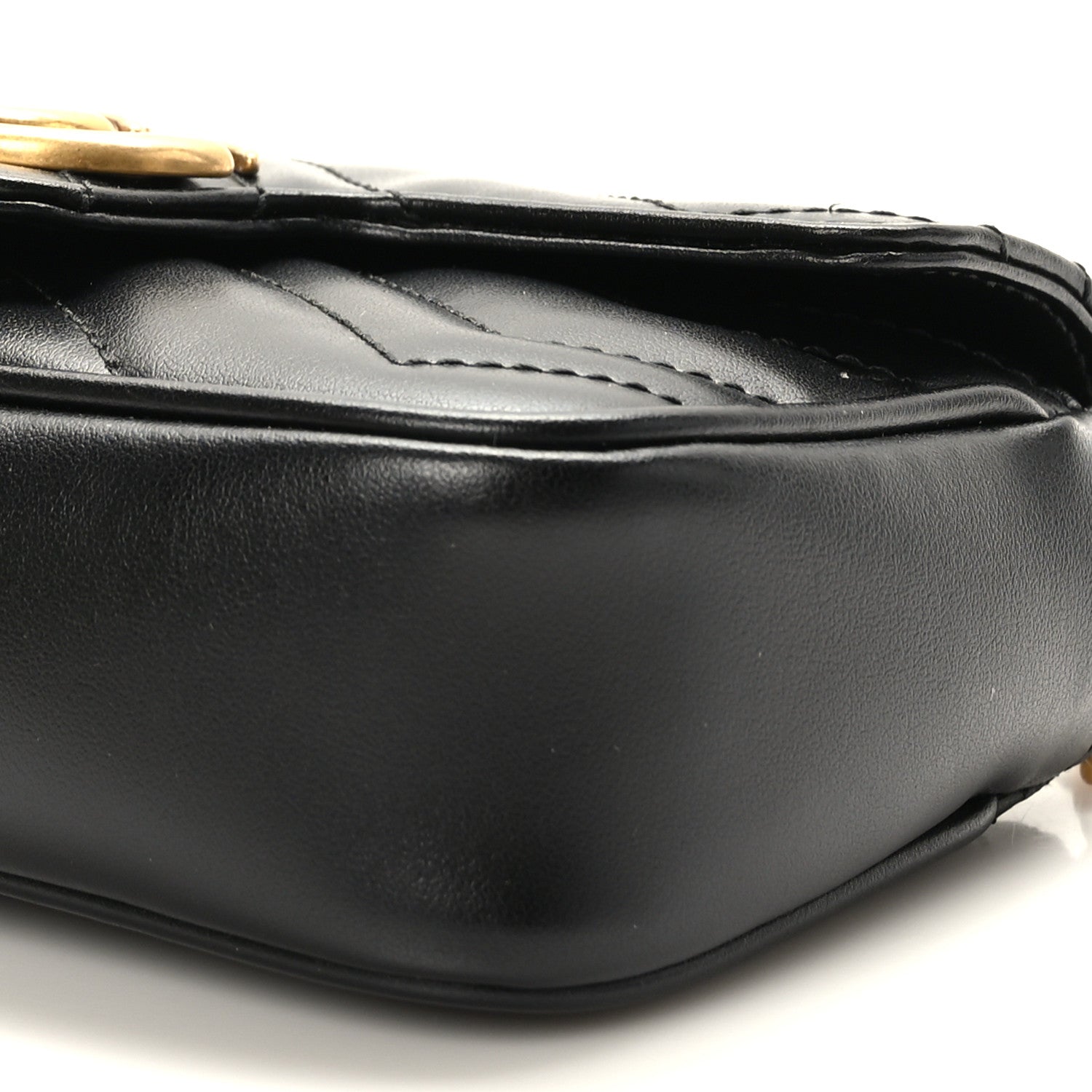 Gucci Calfskin Matelasse Super Mini GG Marmont Shoulder Bag Black 9 of 10