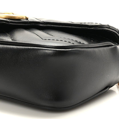 Gucci Calfskin Matelasse Super Mini GG Marmont Shoulder Bag Black 9 of 10