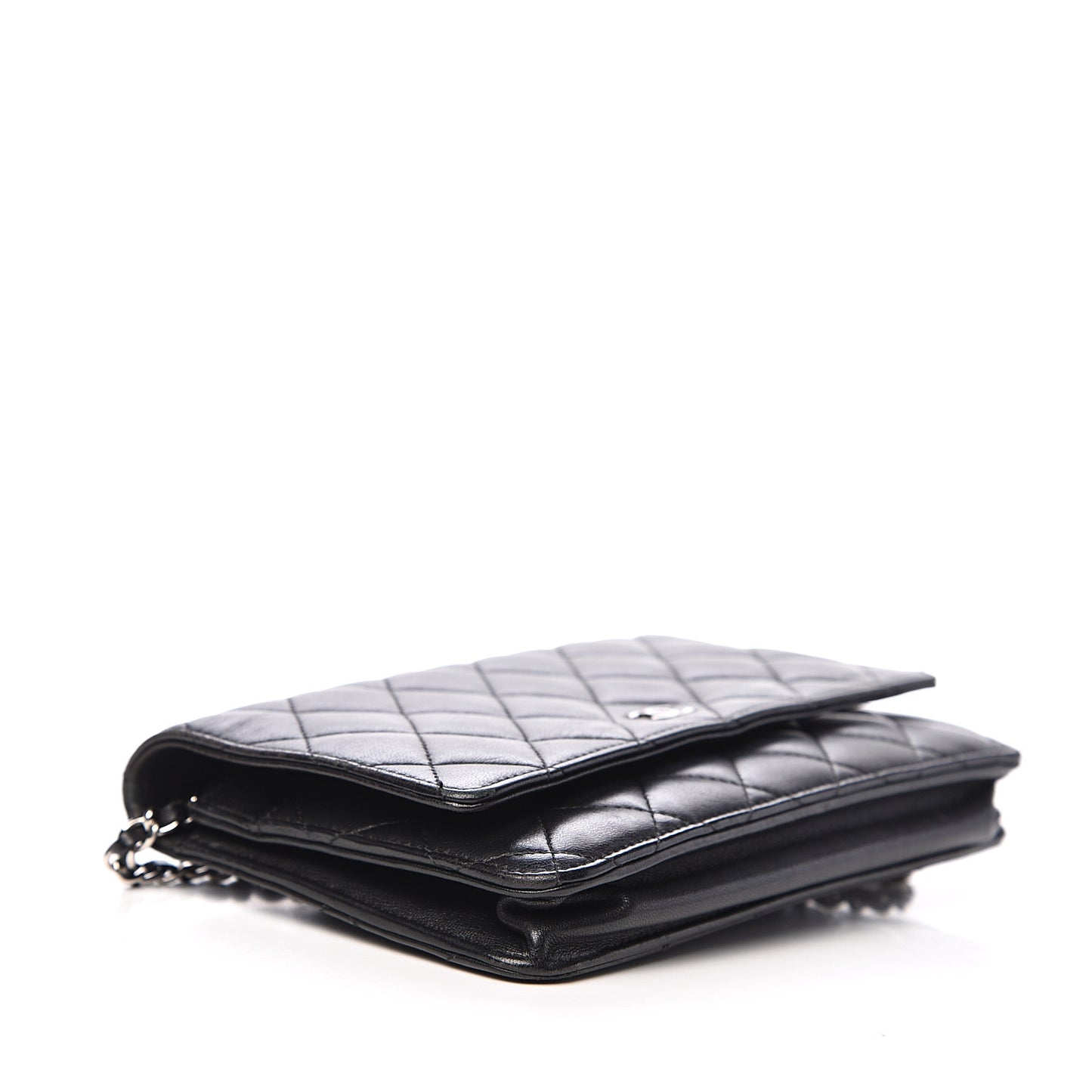 Lambskin Quilted Wallet On Chain WOC Black