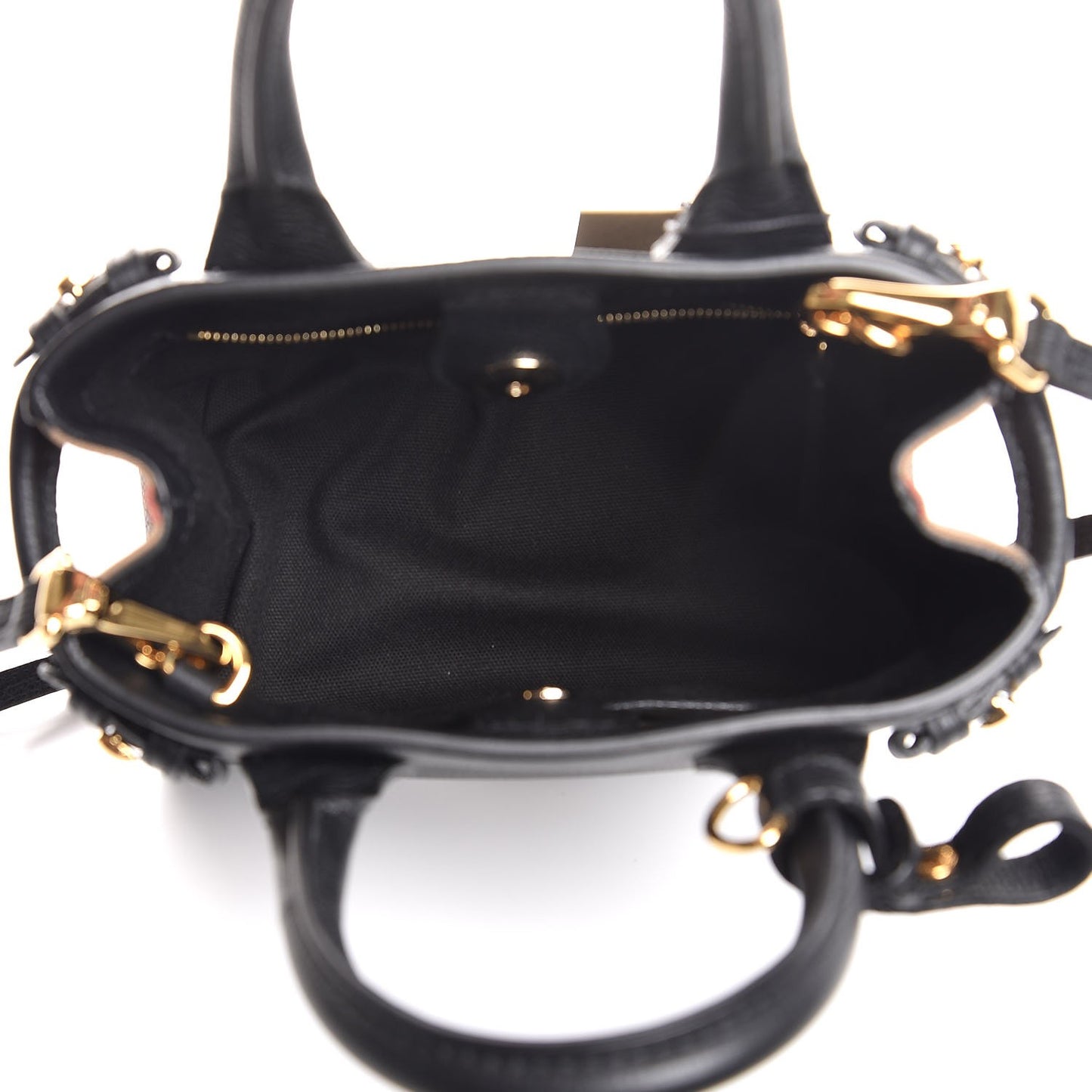 Grainy Calfskin House Check Baby Banner Tote Black