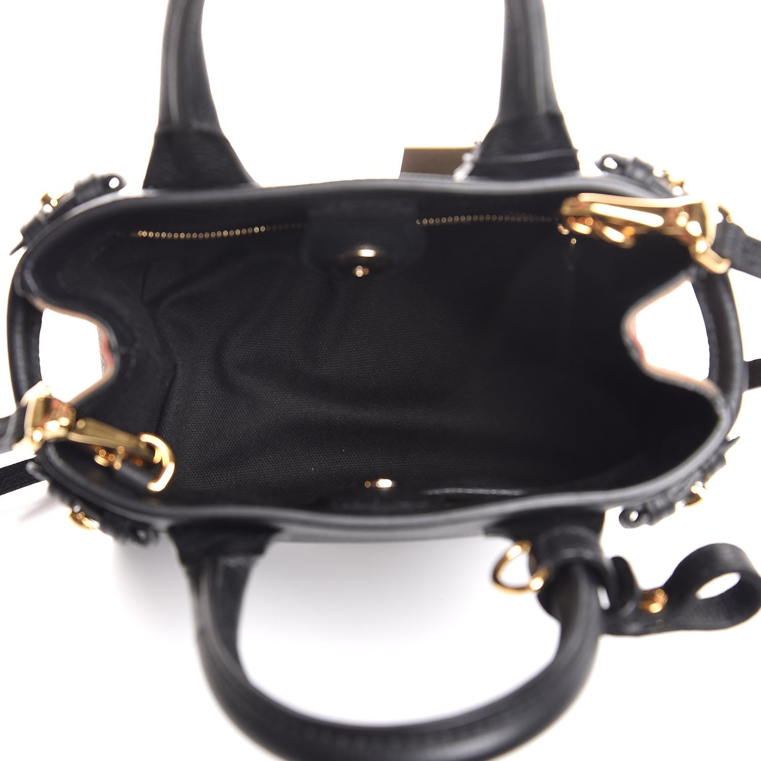 Burberry Grainy Calfskin House Check Baby Banner Tote Black 6 of 9