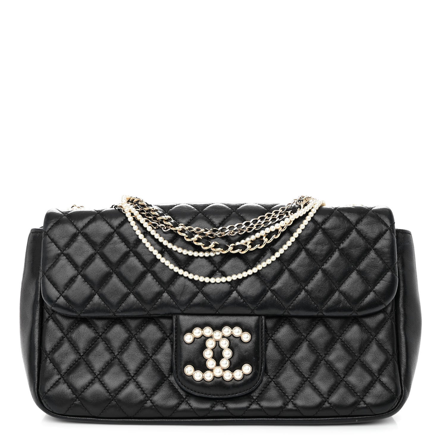 Chanel Lambskin Quilted Medium Westminster Pearl Flap Black 1 of 11