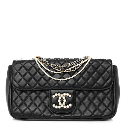 Chanel Lambskin Quilted Medium Westminster Pearl Flap Black 1 of 11