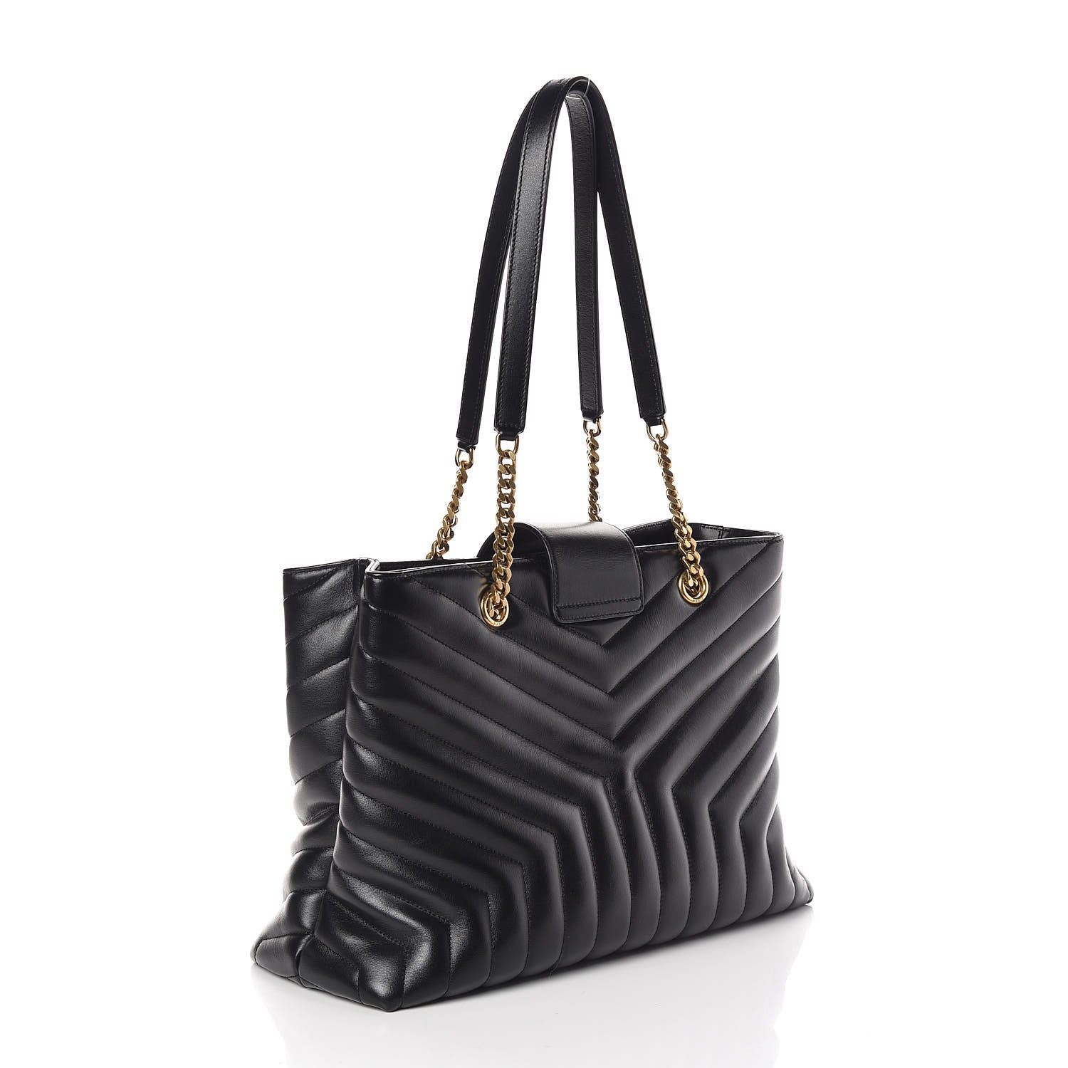 Saint Laurent Calfskin Y Quilted Monogram Large Loulou Shopper Black 3 of 8