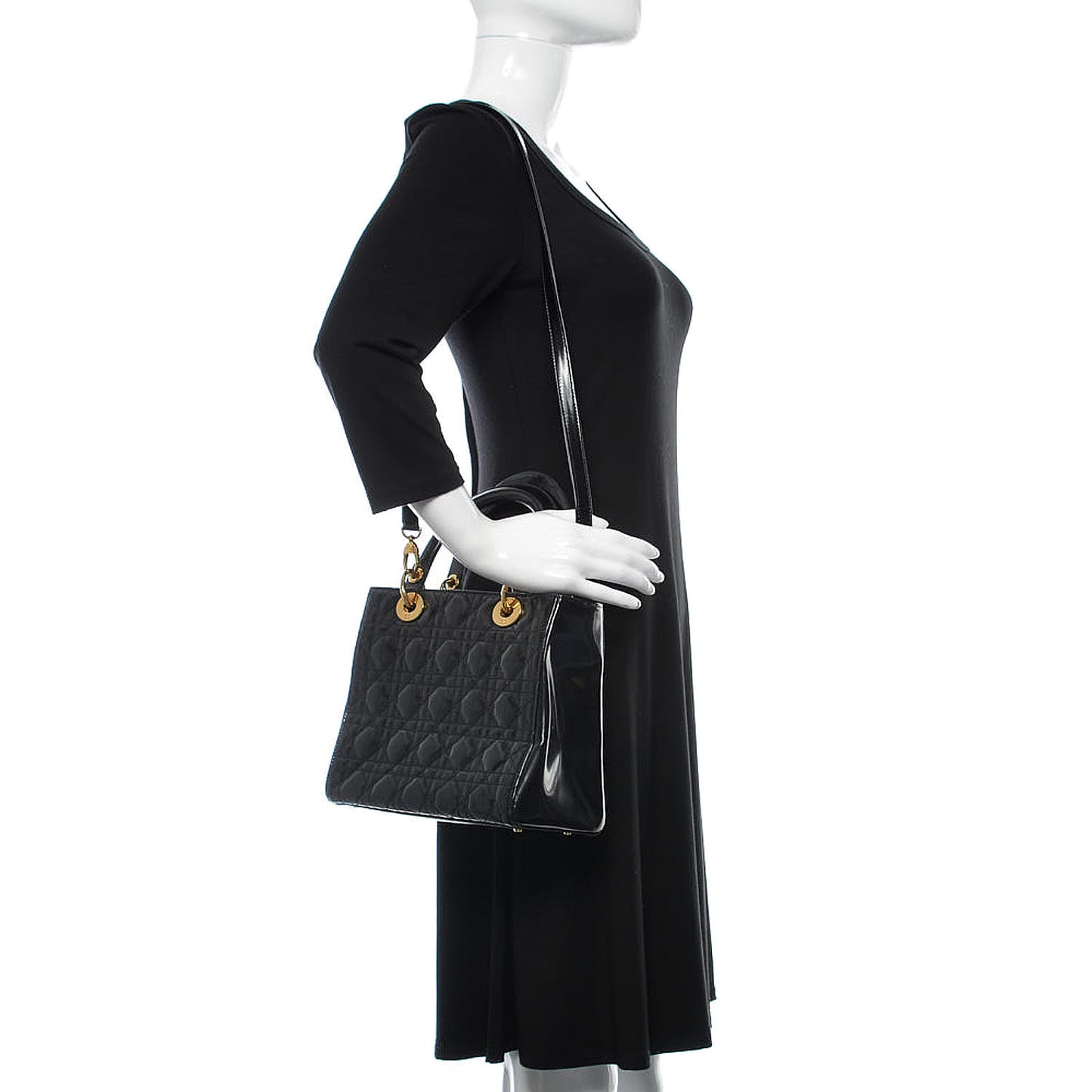 Patent Cannage Medium Lady Dior Black