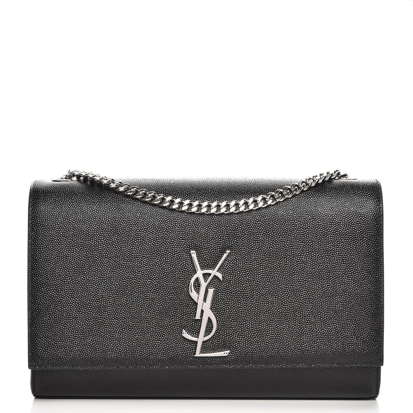 Grain De Poudre Medium Classic Monogram Kate Satchel Black