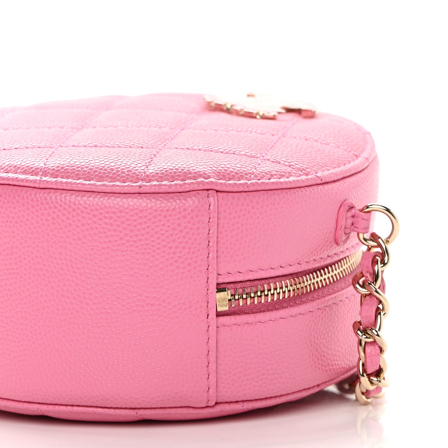 Caviar Quilted Gripoix CC Round Clutch With Chain Pink