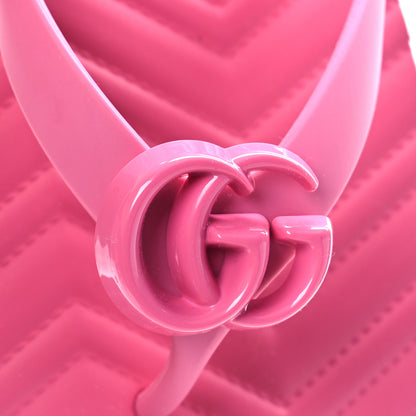 Gucci Rubber Chevron Womens GG Thong Sandals 38 Pink Tropical Flower 8 of 9