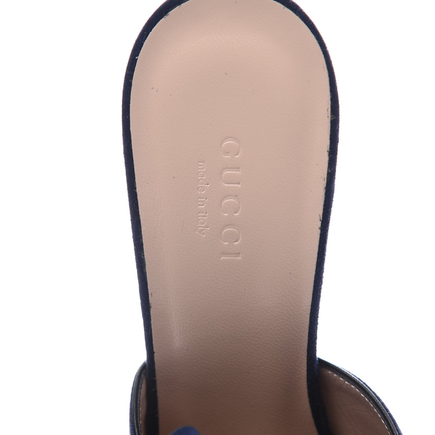 Gucci Kid Scamosciato GG Marmont Fringe 75mm Slide Sandals 38 Blue Ink 8 of 10