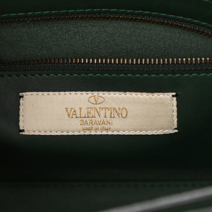 Valentino Garavani Calfskin Medium Guitar Strap Rockstud Rolling Flap Saddle Bag Dark Green 6 of 11